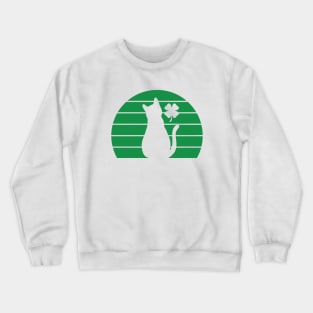 St Patricks Day Cat Lucky Shamrock Crewneck Sweatshirt